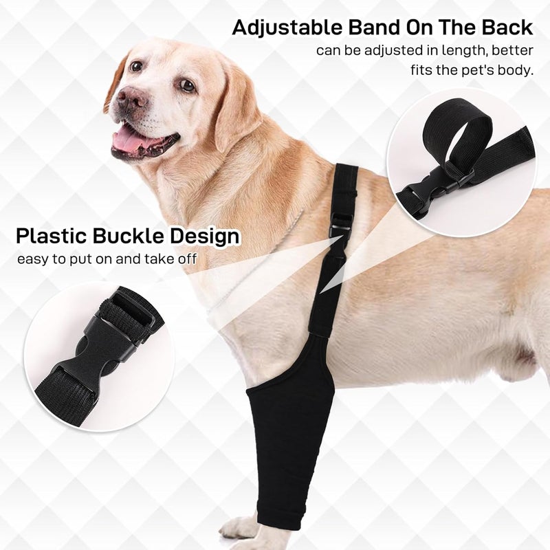 IDOMIK Dog Recovery Suit for Front Legs, Dog Recovery Sleeves After Surgery with Elastic Band, Soft Protective Elbow Braces for Medium Large Dogs, Cone Collar Alternative to Stop Licking Leg Wounds,Black,3XL - Image 4